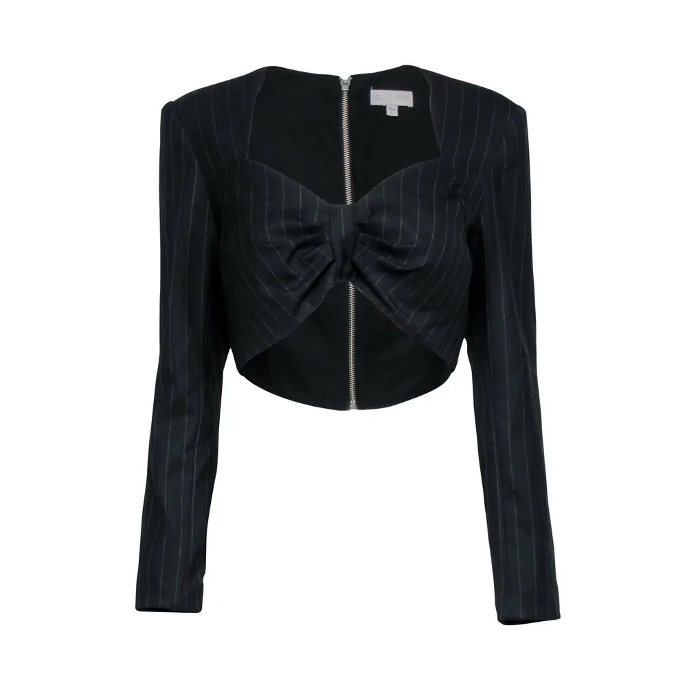 Ronny Kobo - Black & grey Pinstripe Crop Top Sz L